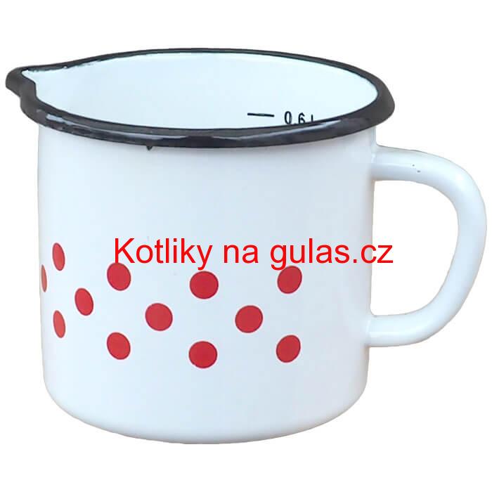 Smaltovaný hrnek s ouškem 0,6 L - tečkovanou