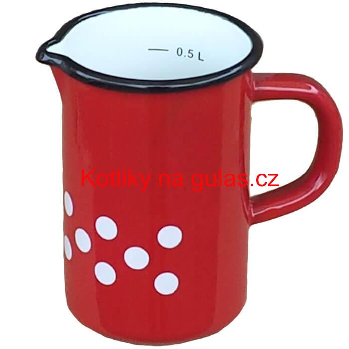 Smaltovaný hrnek s ouškem 0,5 L - červený, vysoký