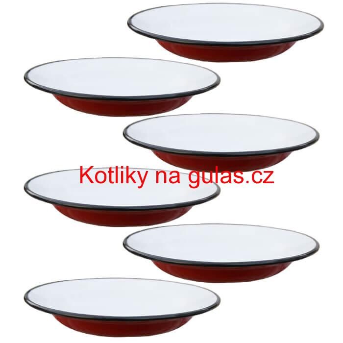 Souprava smaltovaných mělkých talířů 22 cm 6 ks