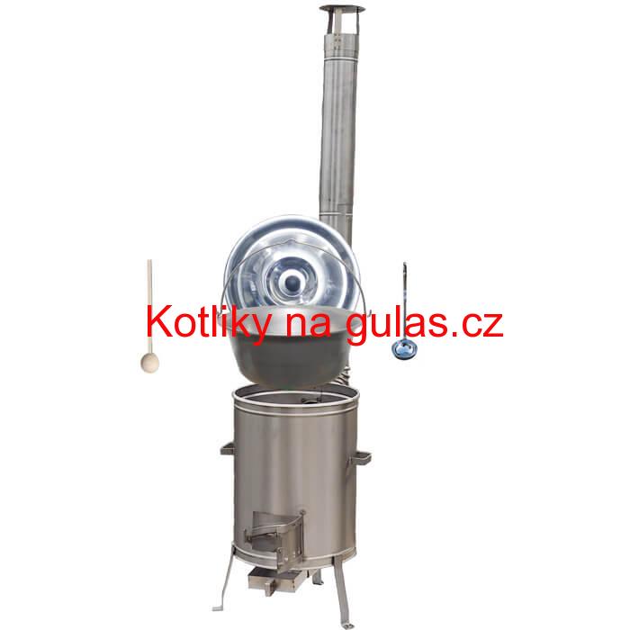 Nerezový kotlík 30 L (1,5 mm) + nerezová kotlina 45 cm LUX + vařečka a naběračka