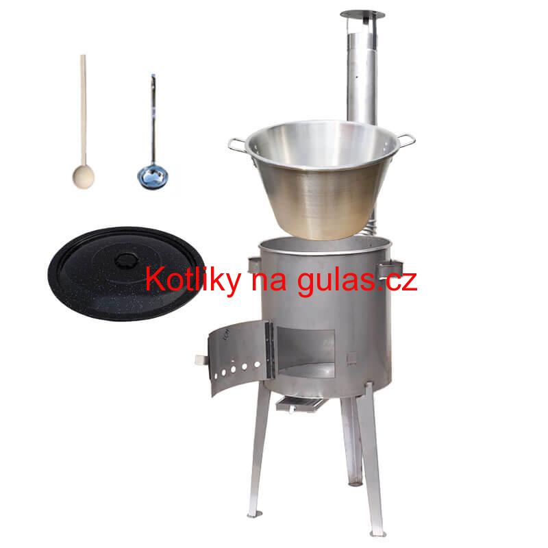 Nerezový kotel 40 L (1,2 mm) + nerezová kotlina 45 cm LUXUS + naběračka a vařečka
