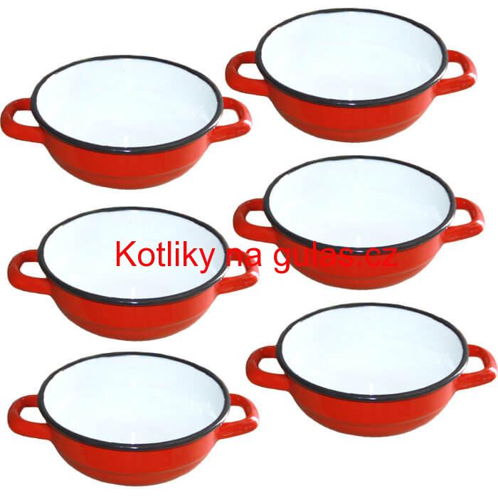 Souprava smaltovaných selských misek 14 cm 6 ks