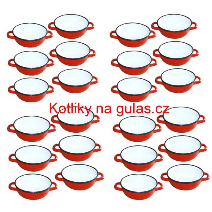 Souprava smaltovaných selských misek 14 cm 24 ks