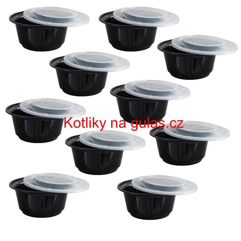 Plastové boxy (misky) na guláš + víčky 1000 ml 10 ks