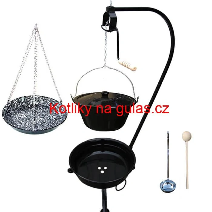Smaltovaný kotlík 25 L (1,2 mm) + smaltovaná pánev + přenosné ohniště