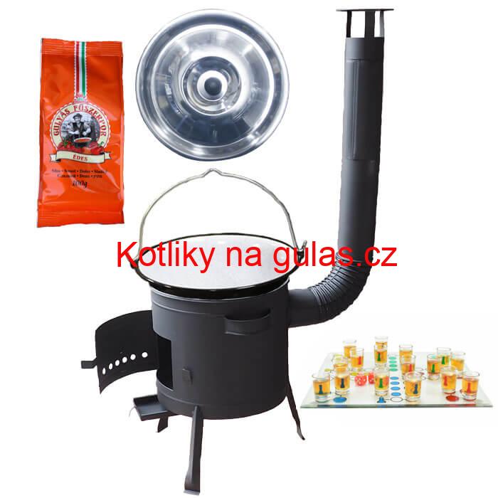 Smaltovaný kotlík 25 L (1,2 mm) + pepř + člověče pi už + nízká žáruvzdorná kotlina 42 PLUS 600