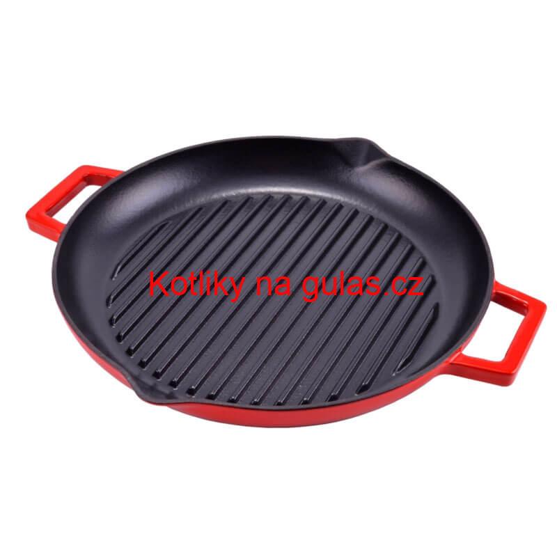 Litinová posmaltovaná pánev na grilování 31 cm s výlevkami BBQ