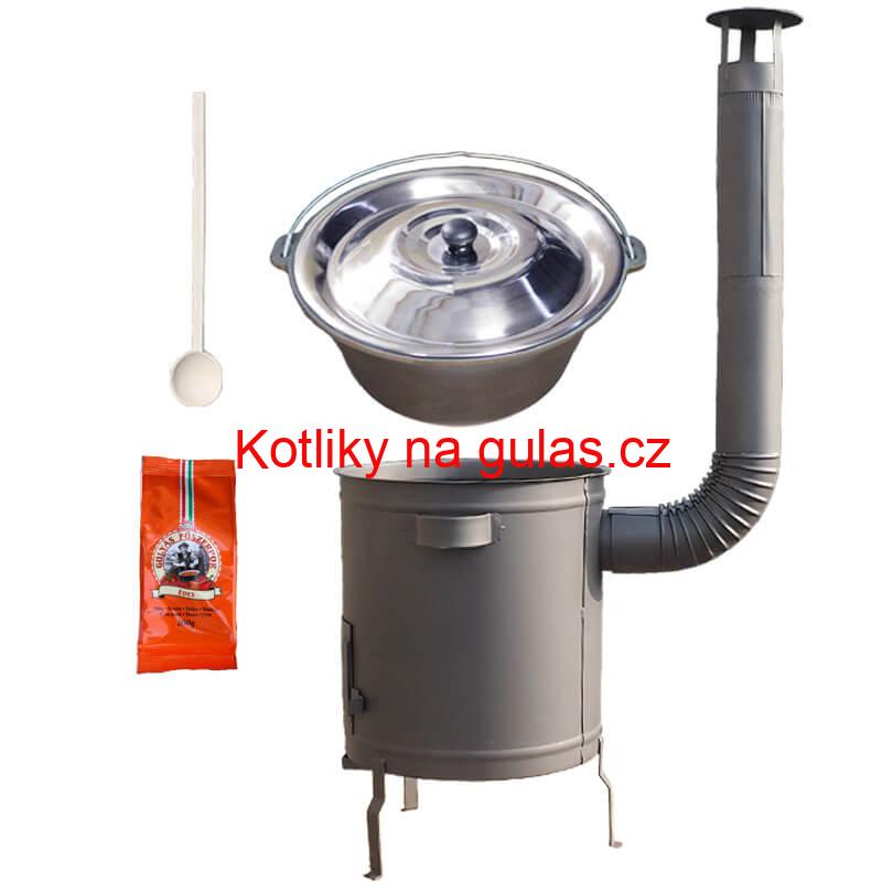 Litinový kotlík 16 L + silnostěnná kotlina 36 cm (1,5 mm) STRONG + žáruvzdorná barva Plus 600