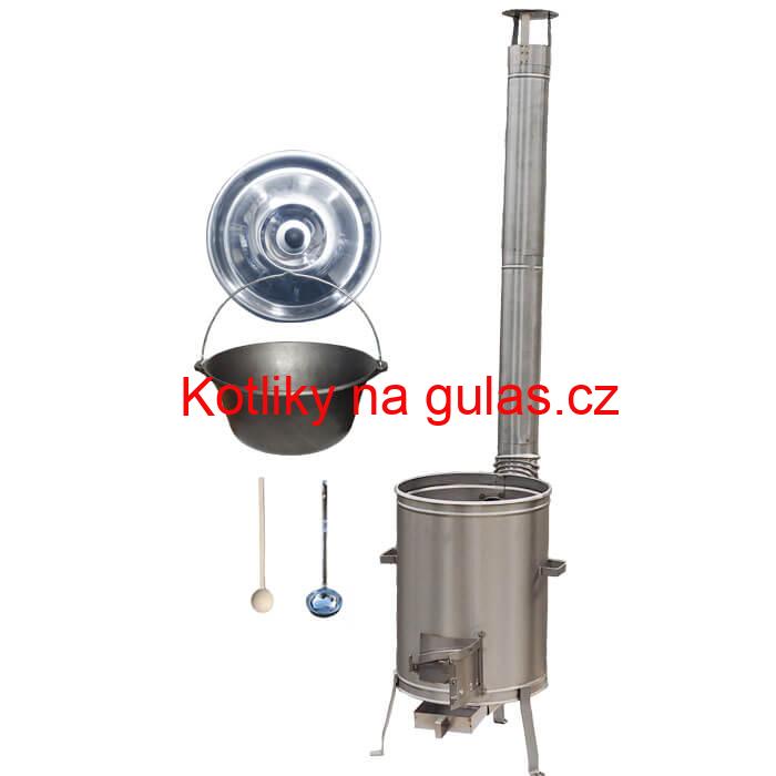 Litinový kotlík bez povrchové úpravy 10,8 L + Nerezová kotlina 33 LUX