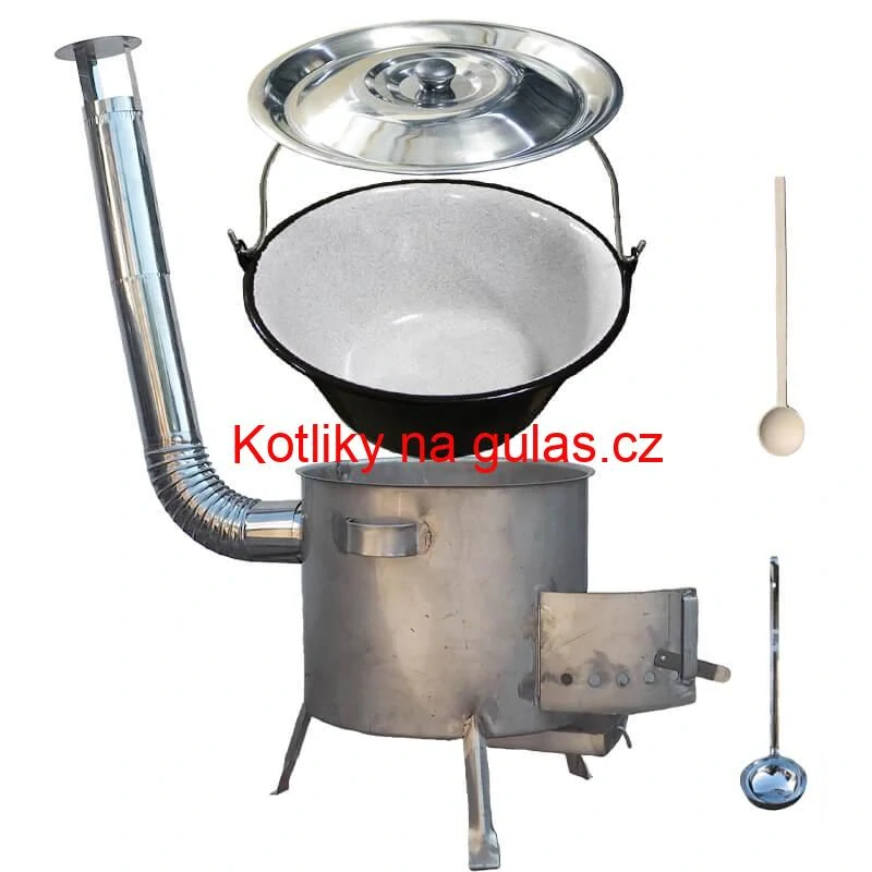 Smaltovaný kotlík 30 L (1,2 mm) + nerezová kotlina 45 cm (1,5 mm) STRONG CLASSIC