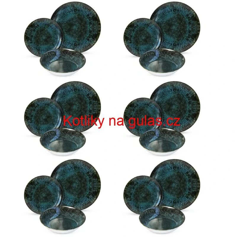 Souprava keramických talířů 18 ks BLACK