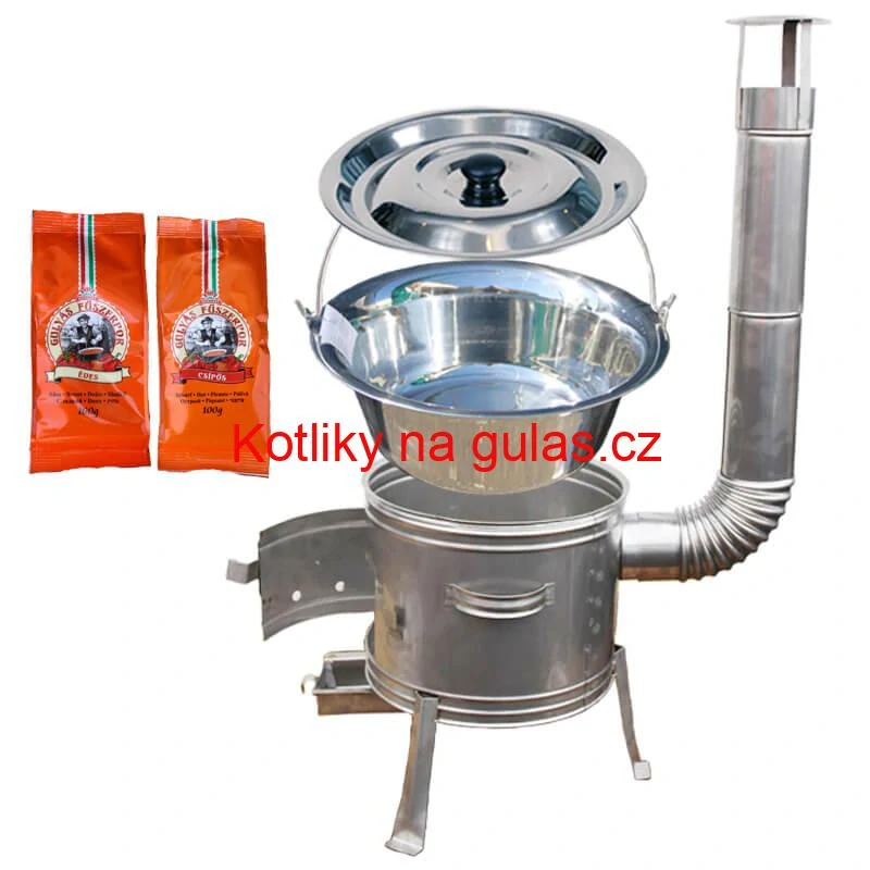 Nerezový kotlík 22 L (0,8 mm) INOX + Nerezová kotlina 42 INOX + paprikový pepř na guláš - MIX 100 g