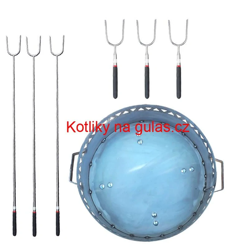 Přenosné ohniště nerezové (1,5 mm) FIFO + Vidličky na opékání teleskopické 6 ks
