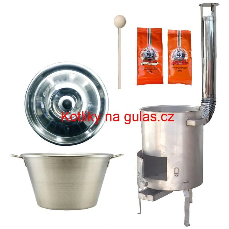 Nerezový kotel 40 L + nerezová kotlina 45 cm 1,5 mm STRONG EXCLUSIVE + paprikové koření na guláš