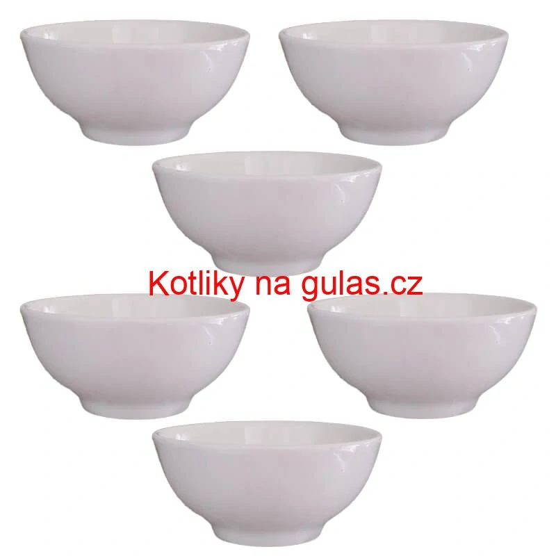 Keramické misky na servírování guláše 15 cm 6 ks bílé