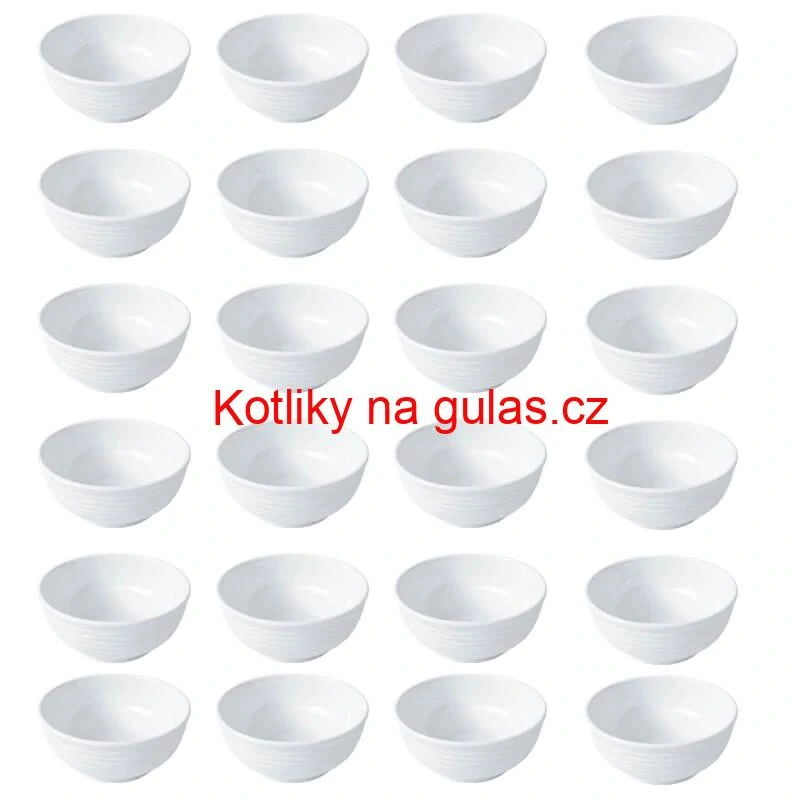 Sada 24 ks: Prémiové bílé misky s kamennou strukturou (750 ml)