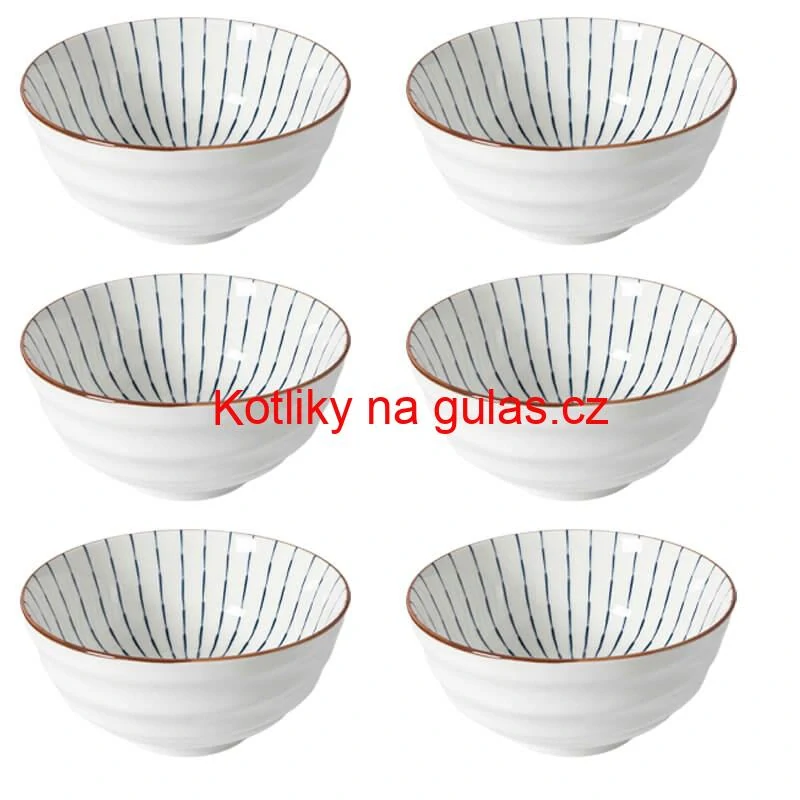 Sada 6 ks velkých keramických misek na guláš a polévky, 1 litr