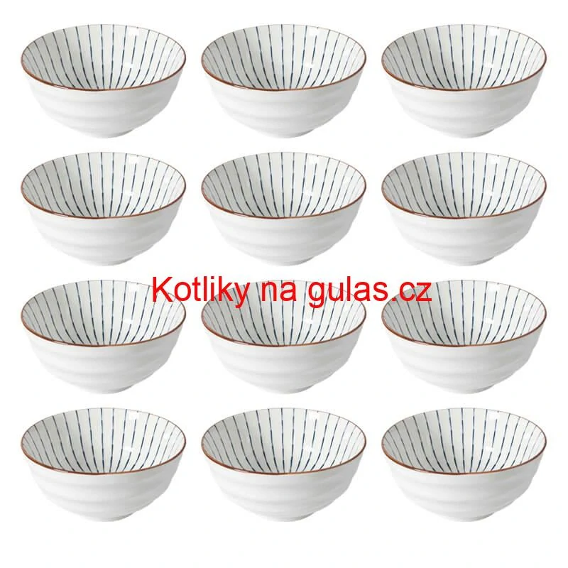 Sada 12 ks velkých keramických misek na guláš a polévky, 1 litr