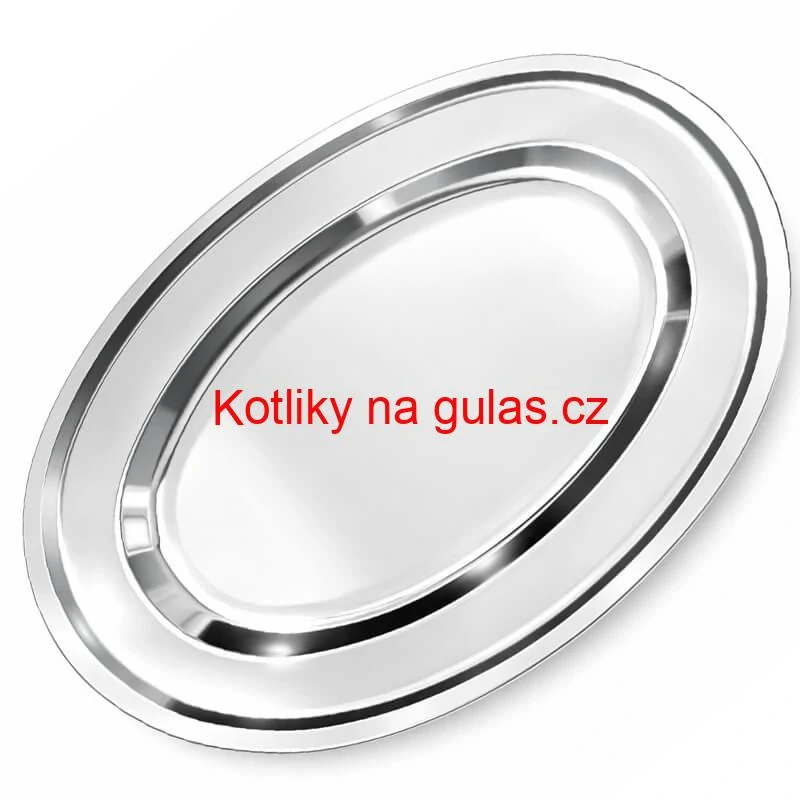 Nerezový oválný podnos (45,5cm) – Odolný servírovací tác na maso i koláče