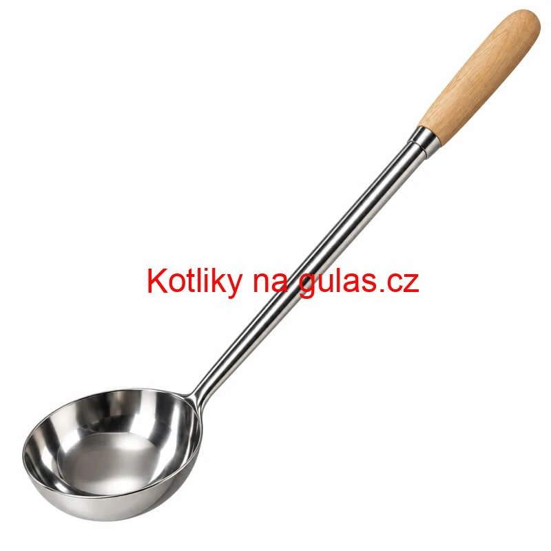 Nerezová naběračka 250 ml s dřevěnou rukojetí – délka 51,5 cm