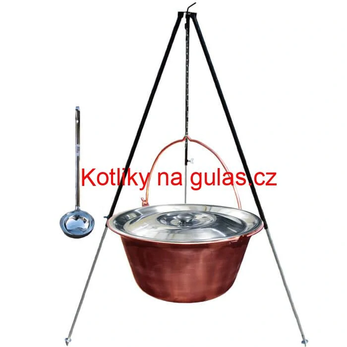 Měděný kotlík 30 L (1,2 mm) + poklice + teleskopický stojan