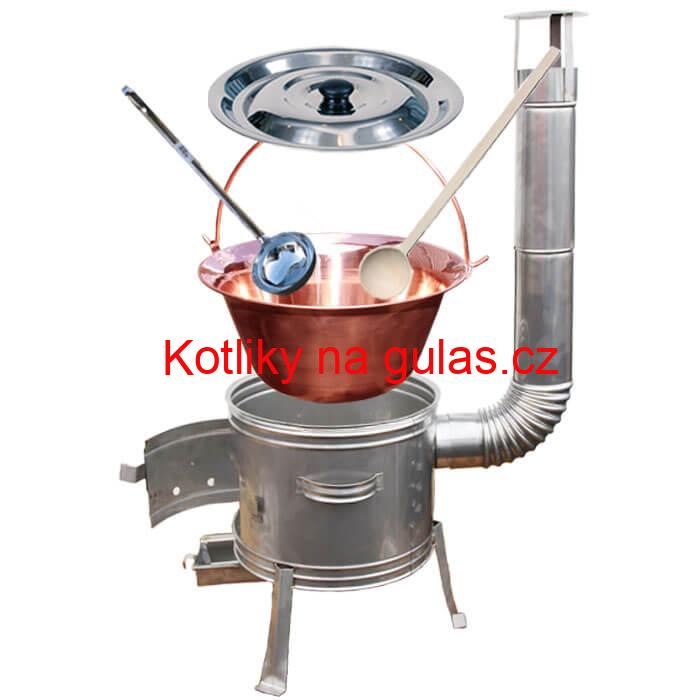 Měděný kotlík 30 L + nerezová kotlina 45 cm TOPLUX