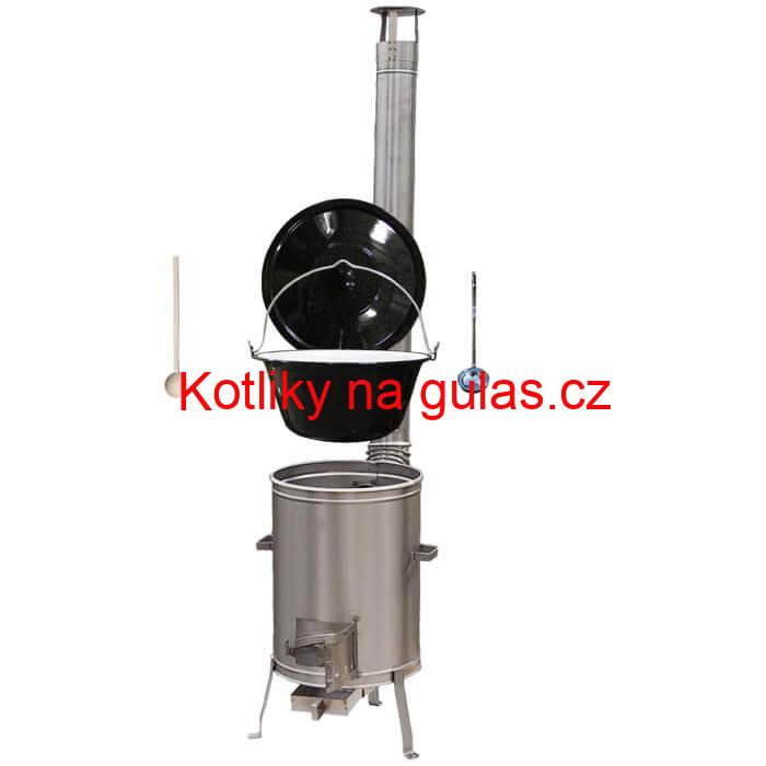 Smaltovaný kotlík 22 L (1,2 mm) + nerezová kotlina 42 cm + vařečka a naběračka LUX