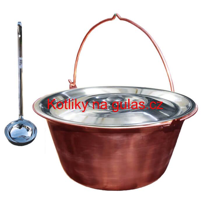 Měděný kotlík 10 L (1,2 mm) + nerezová poklice