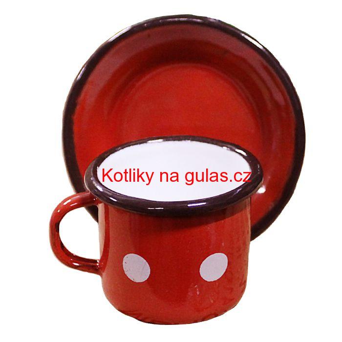 Smaltovaný šálek + podšálek